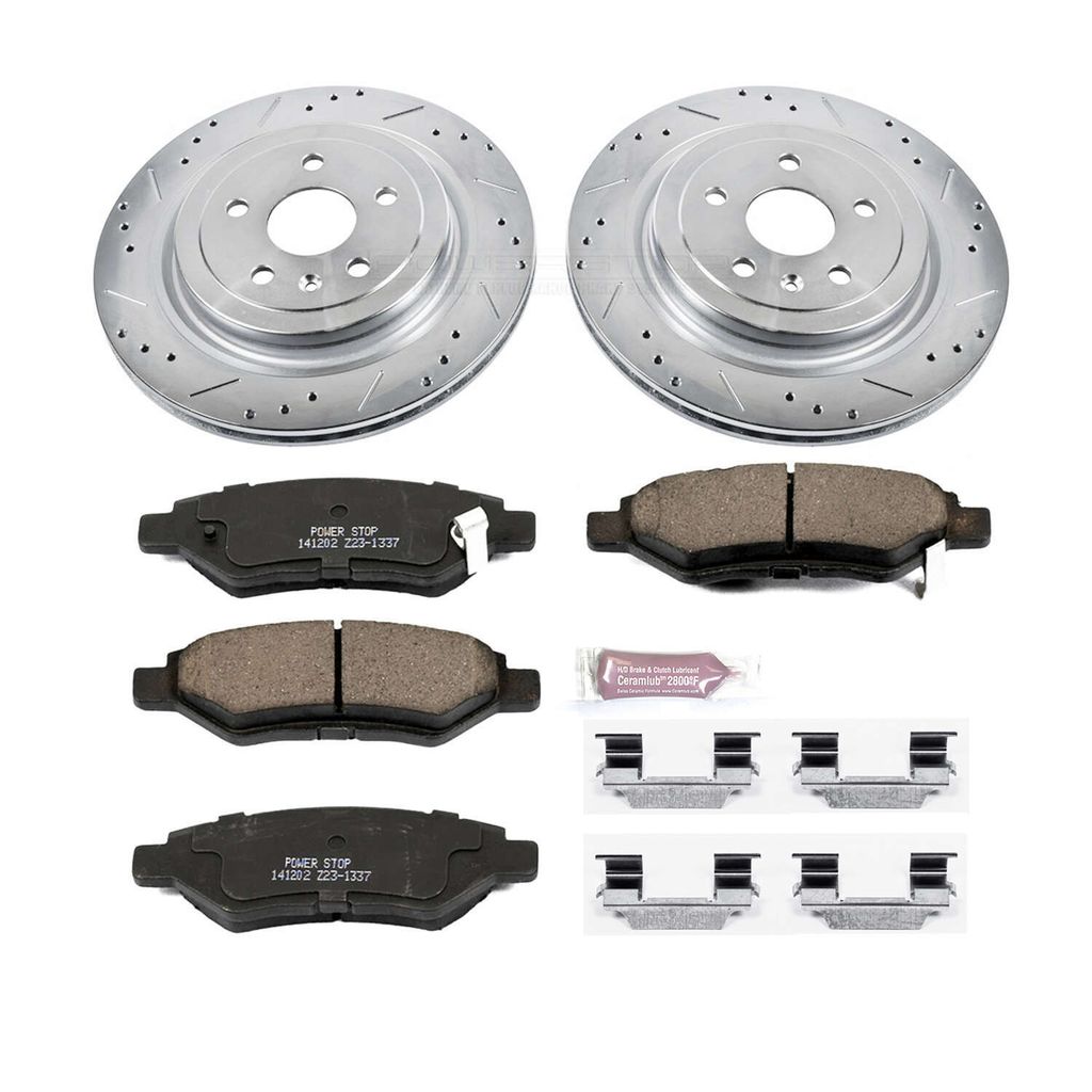 PowerStop K4723 - Z23 Drilled and Slotted Brake Rotors and Pads Kit