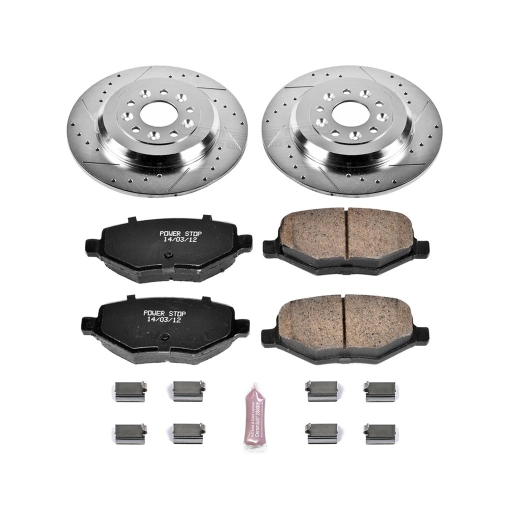 PowerStop K4744 - Z23 Drilled and Slotted Brake Rotors and Pads Kit