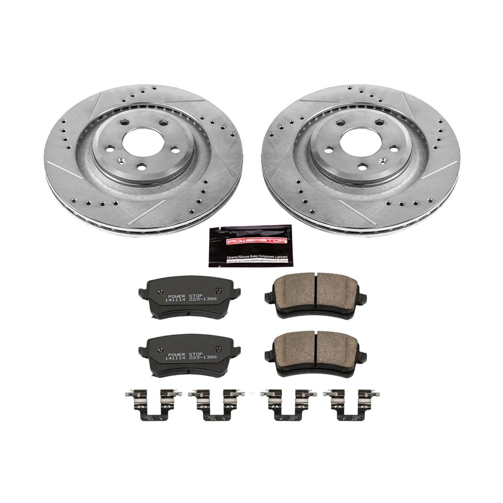 PowerStop K4746 - Z23 Drilled and Slotted Brake Rotors and Pads Kit