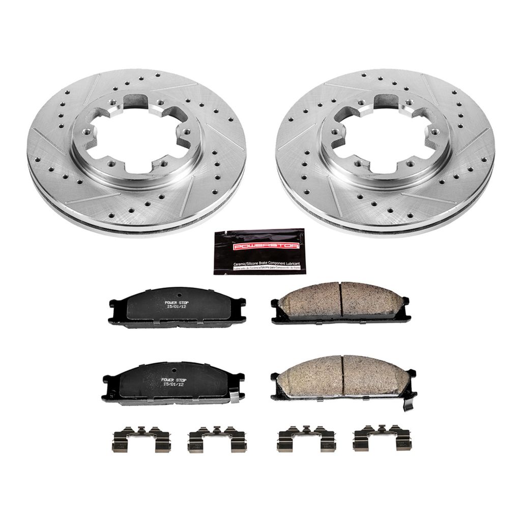 PowerStop K4837 - Z23 Drilled and Slotted Brake Rotors and Pads Kit