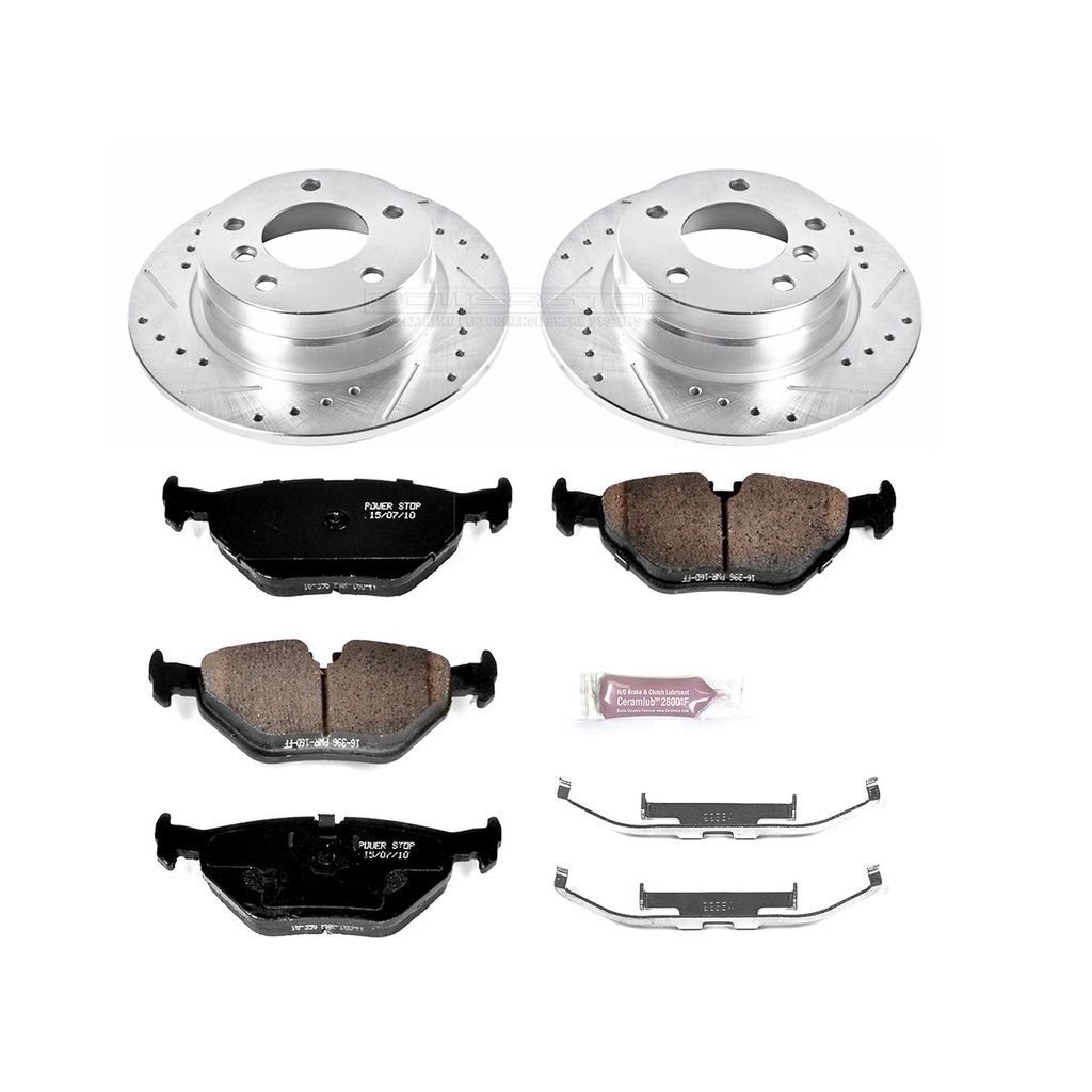 PowerStop K502 - Z23 Drilled and Slotted Brake Rotors and Pads Kit
