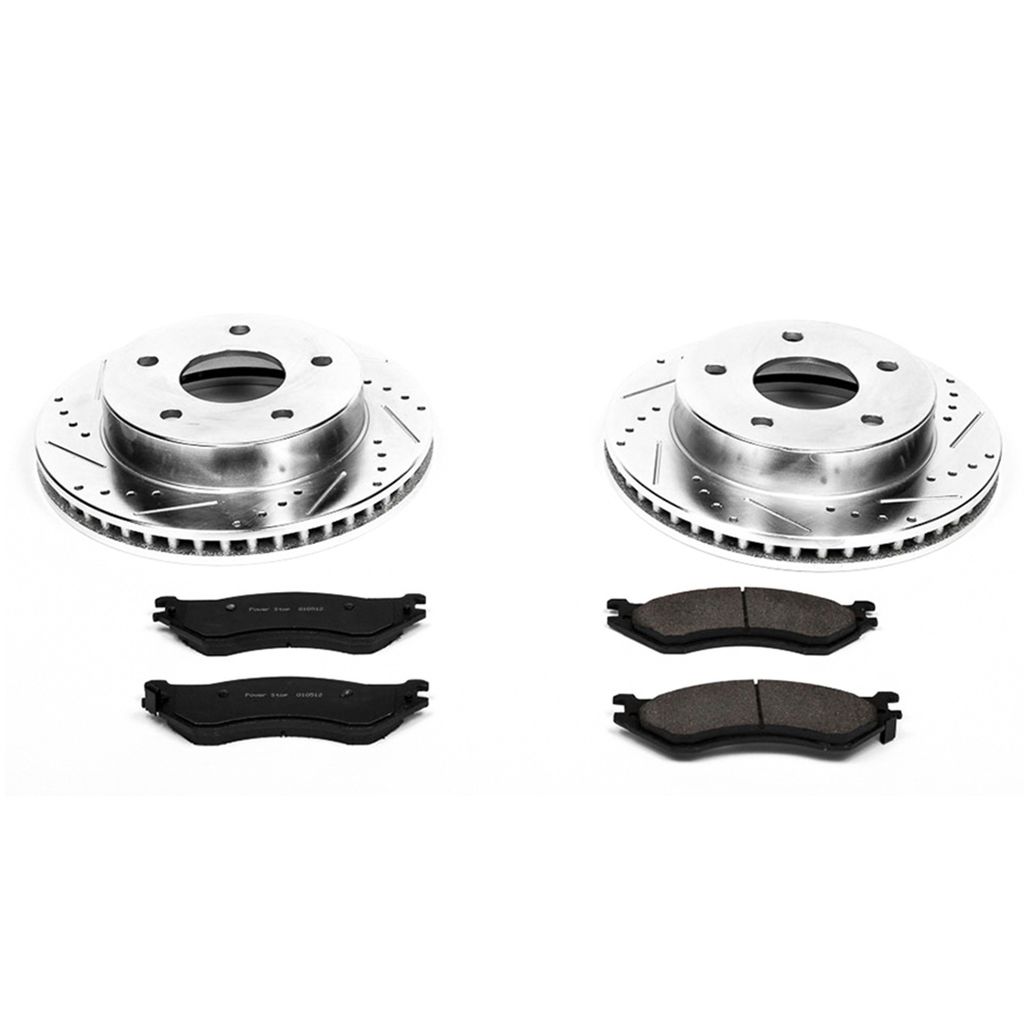 PowerStop K5142 - Z23 Drilled and Slotted Brake Rotors and Pads Kit
