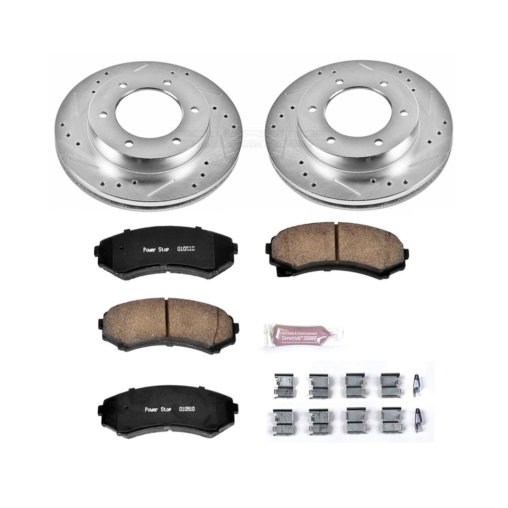 PowerStop K5259 - Z23 Drilled and Slotted Brake Rotors and Pads Kit
