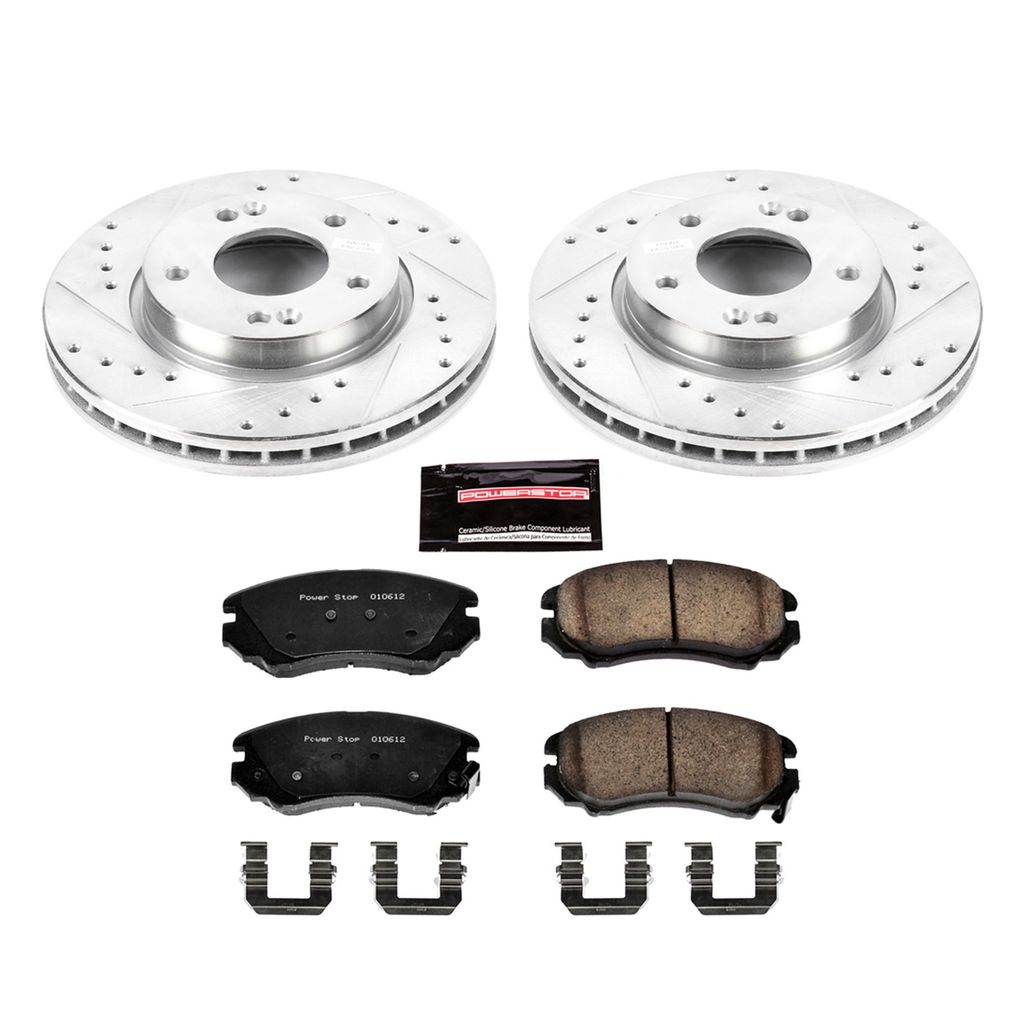 PowerStop K5291 - Z23 Drilled and Slotted Brake Rotors and Pads Kit