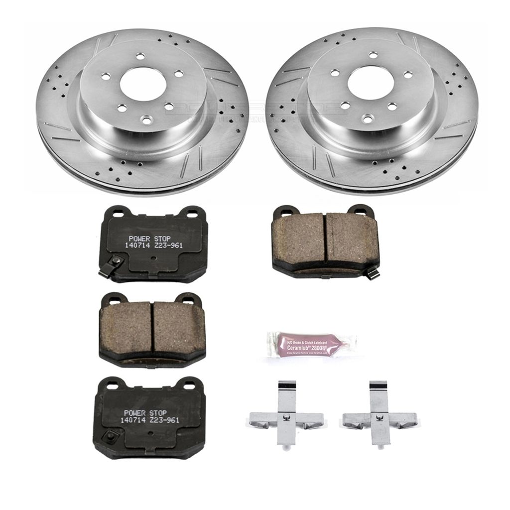 PowerStop K5303 - Z23 Drilled and Slotted Brake Rotors and Pads Kit