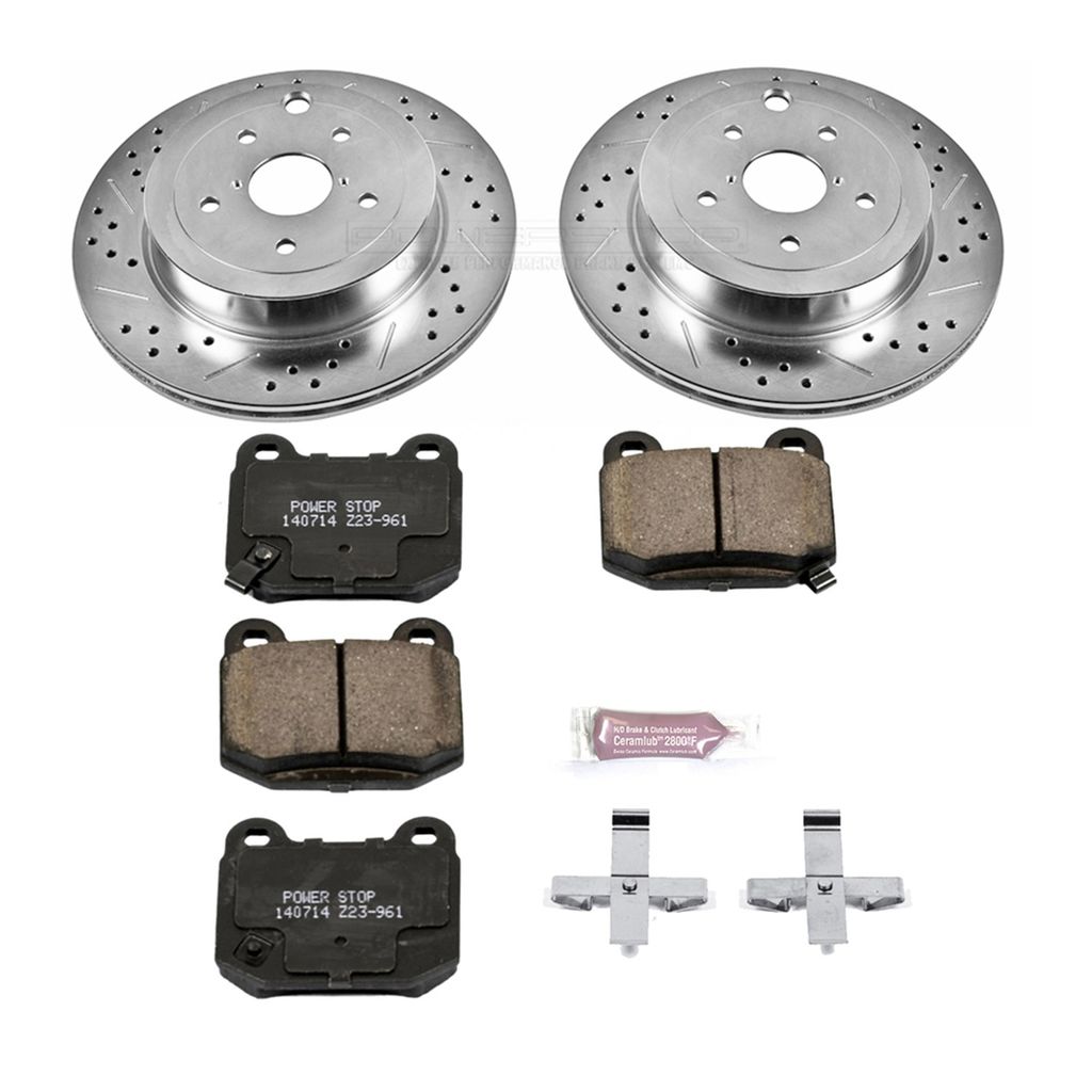 PowerStop K5305 - Z23 Drilled and Slotted Brake Rotors and Pads Kit