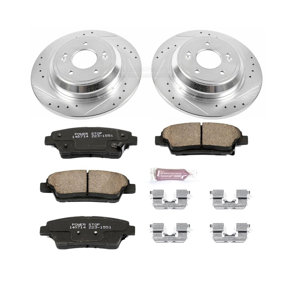PowerStop K5848 - Z23 Drilled and Slotted Brake Rotors and Pads Kit