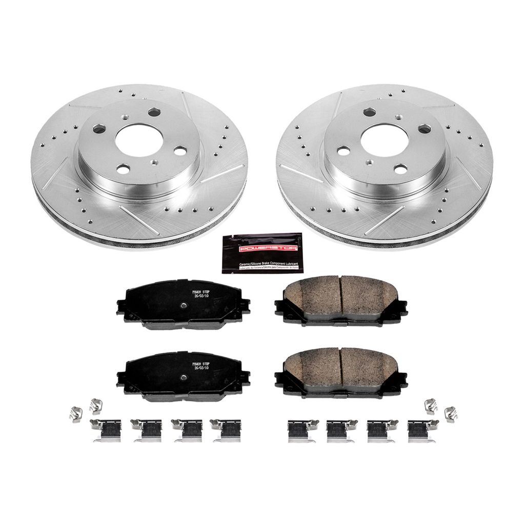 PowerStop K5863 - Z23 Drilled and Slotted Brake Rotors and Pads Kit