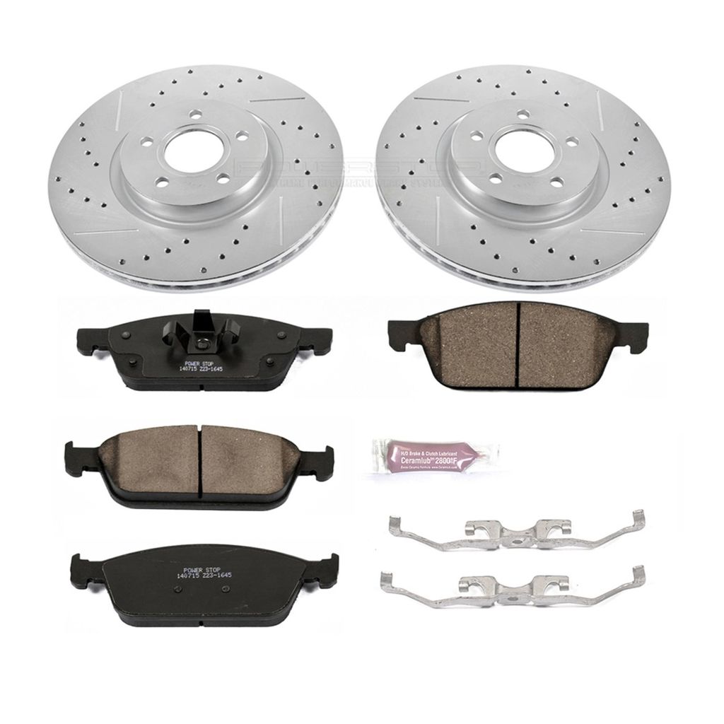 PowerStop K6349 - Z23 Drilled and Slotted Brake Rotors and Pads Kit
