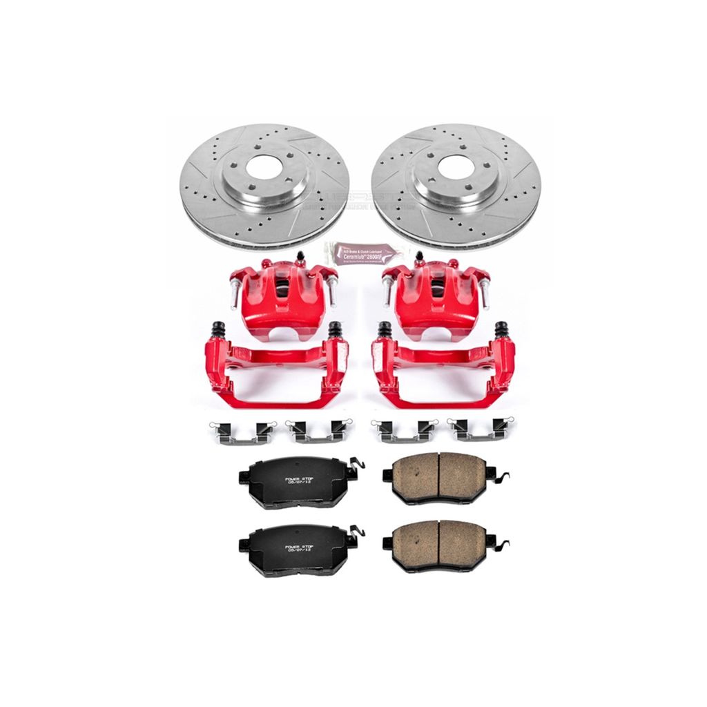 PowerStop KC091A - Z23 Drilled and Slotted Brake Pad, Rotor, and Caliper Kit