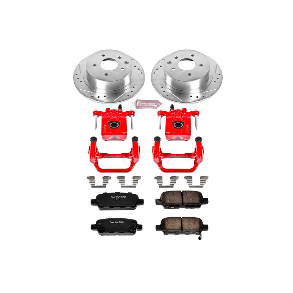 PowerStop KC098A - Z23 Drilled and Slotted Brake Pad, Rotor, and Caliper Kit