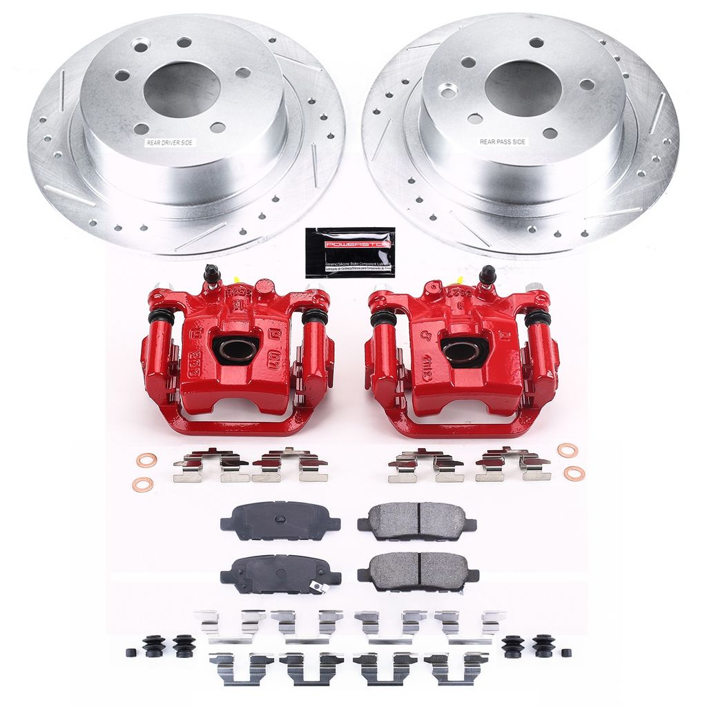 PowerStop KC098B - Z23 Drilled and Slotted Brake Pad, Rotor, and Caliper Kit
