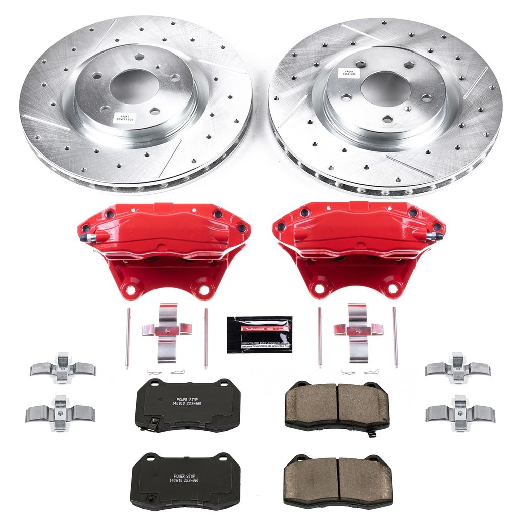PowerStop KC104 - Z23 Drilled and Slotted Brake Pad, Rotor, and Caliper Kit