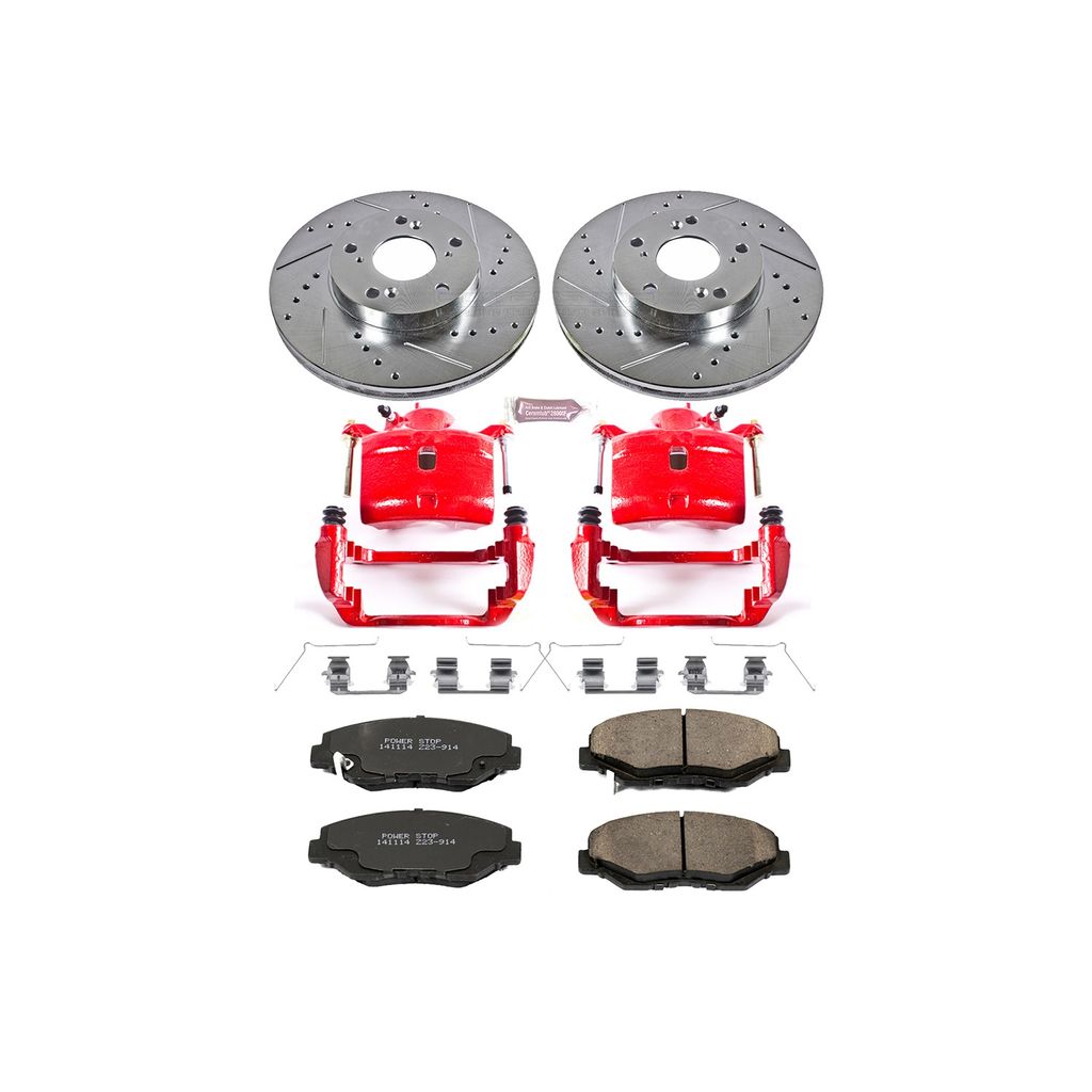 PowerStop KC1043 - Z23 Drilled and Slotted Brake Pad, Rotor, and Caliper Kit
