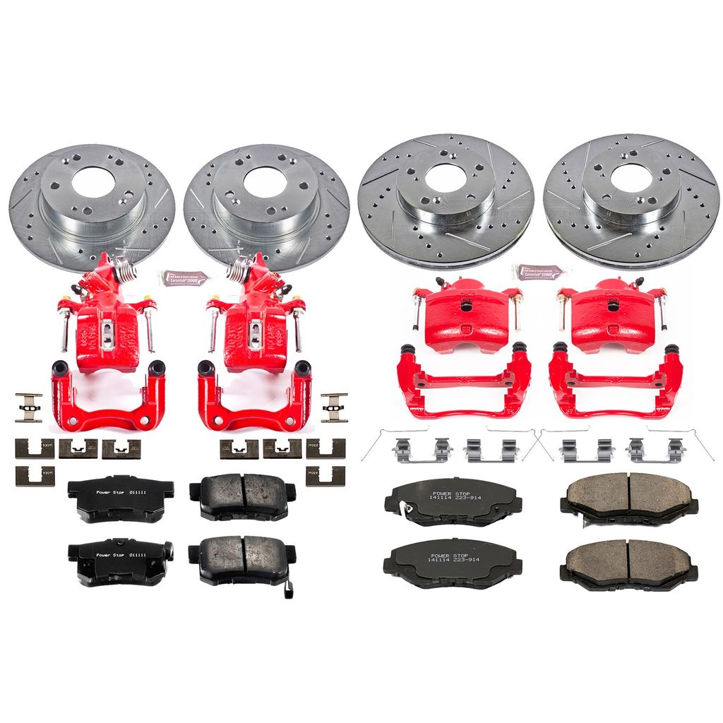 PowerStop KC1047 - Z23 Drilled and Slotted Brake Pad, Rotor, and Caliper Kit