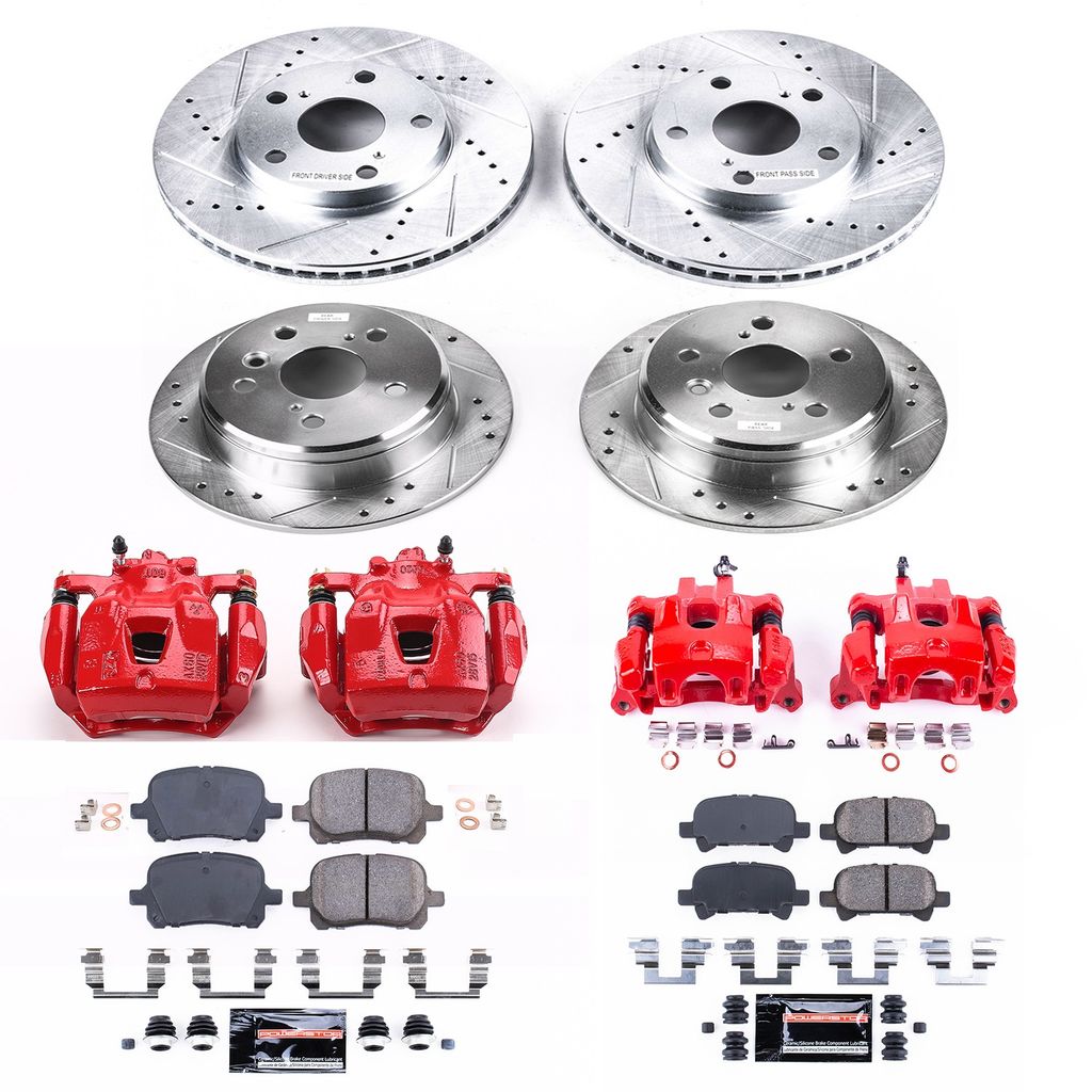 PowerStop KC1060A - Z23 Drilled and Slotted Brake Pad, Rotor, and Caliper Kit