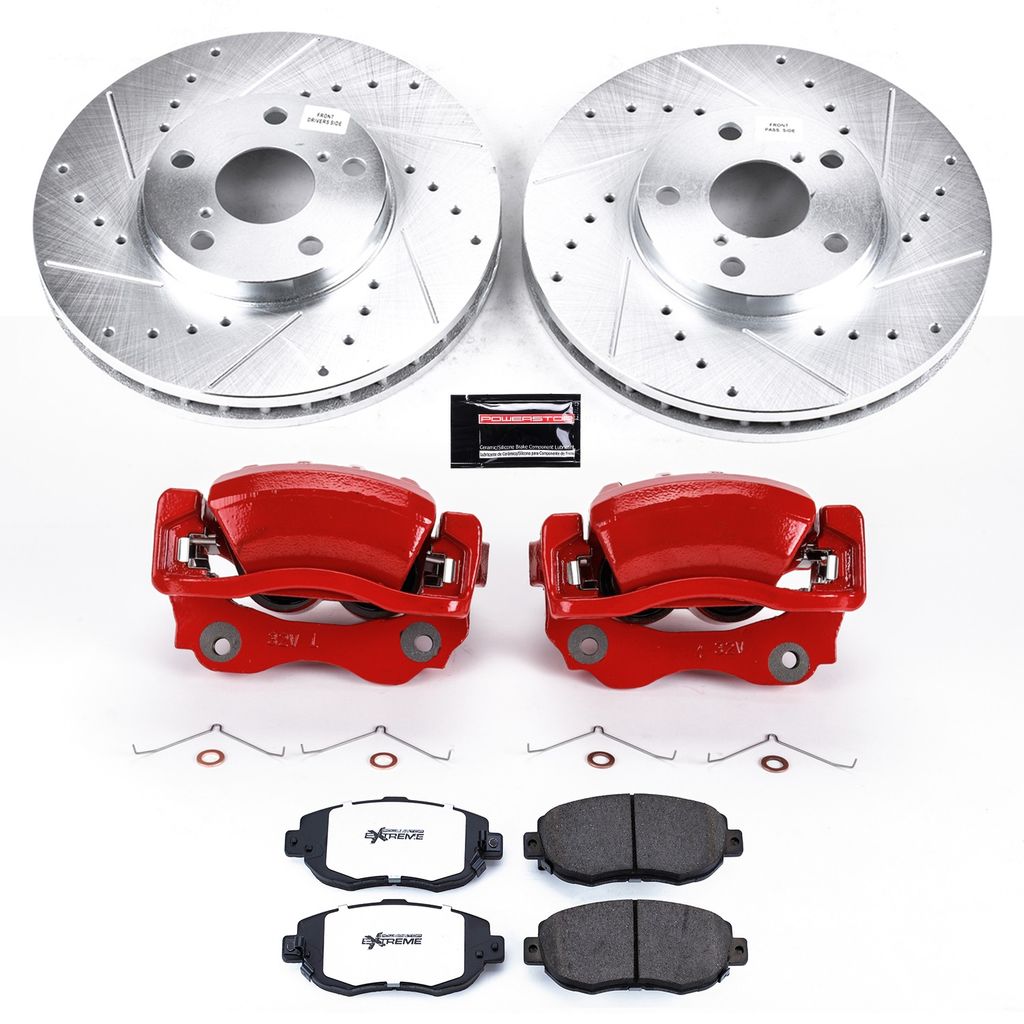 PowerStop KC1077-26 - Z26 Drilled and Slotted Brake Pad, Rotor, and Caliper Kit