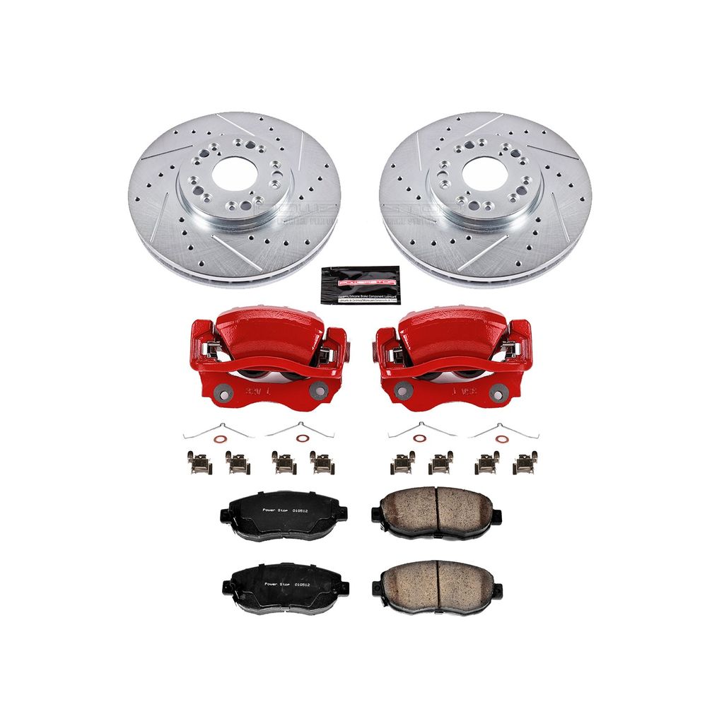 PowerStop KC1077 - Z23 Drilled and Slotted Brake Pad, Rotor, and Caliper Kit