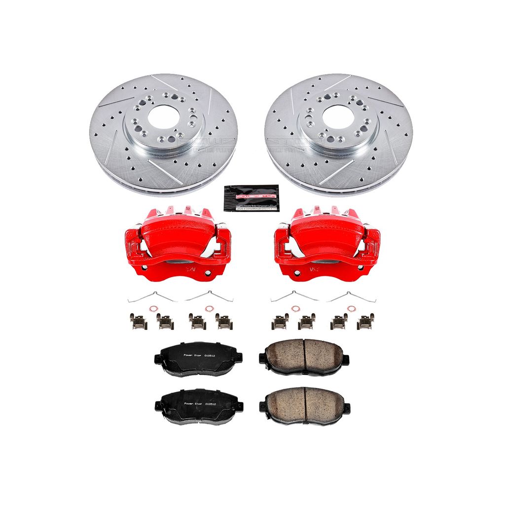 PowerStop KC1077A - Z23 Drilled and Slotted Brake Pad, Rotor, and Caliper Kit