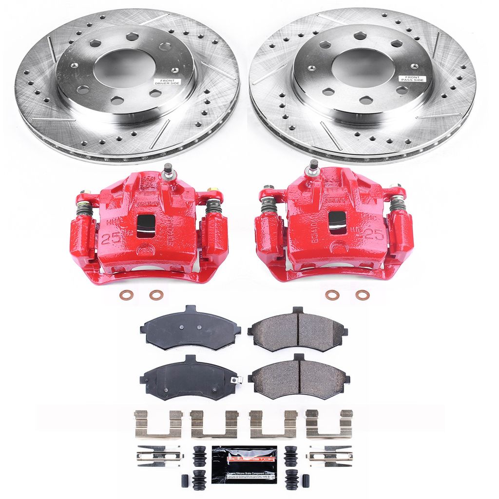 PowerStop KC1093A - Z23 Drilled and Slotted Brake Pad, Rotor, and Caliper Kit