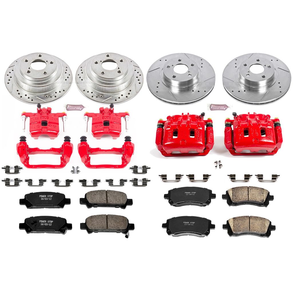 PowerStop KC1122 - Z23 Drilled and Slotted Brake Pad, Rotor, and Caliper Kit