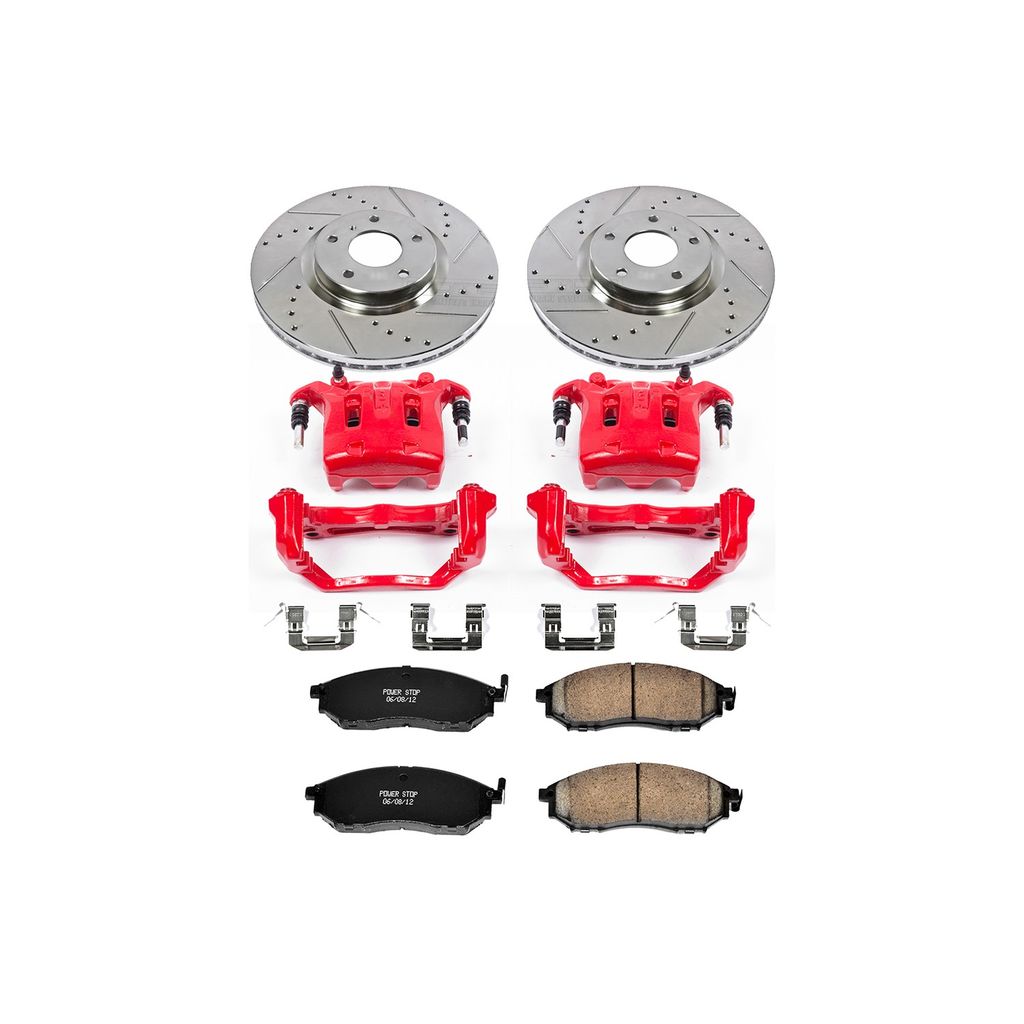 PowerStop KC112B - Z23 Drilled and Slotted Brake Pad, Rotor, and Caliper Kit