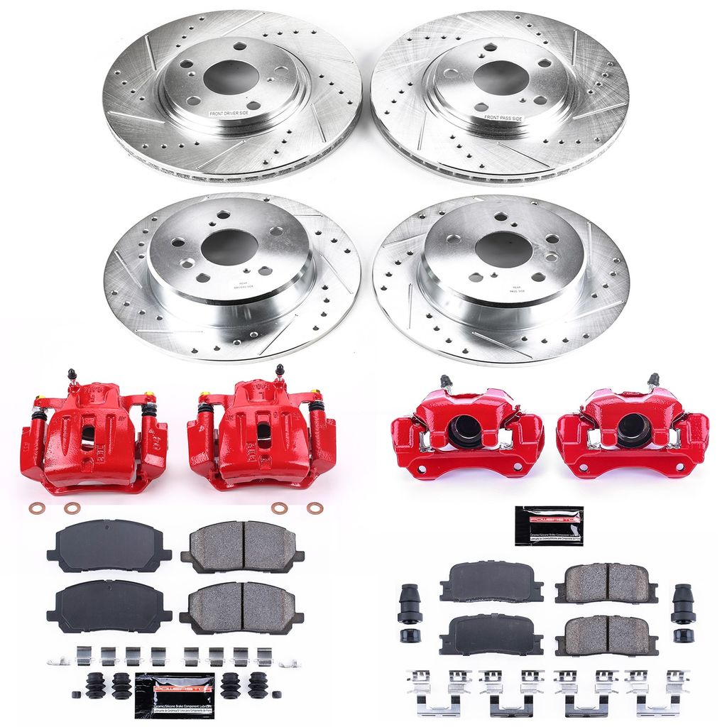 PowerStop KC1140A - Z23 Drilled and Slotted Brake Pad, Rotor, and Caliper Kit