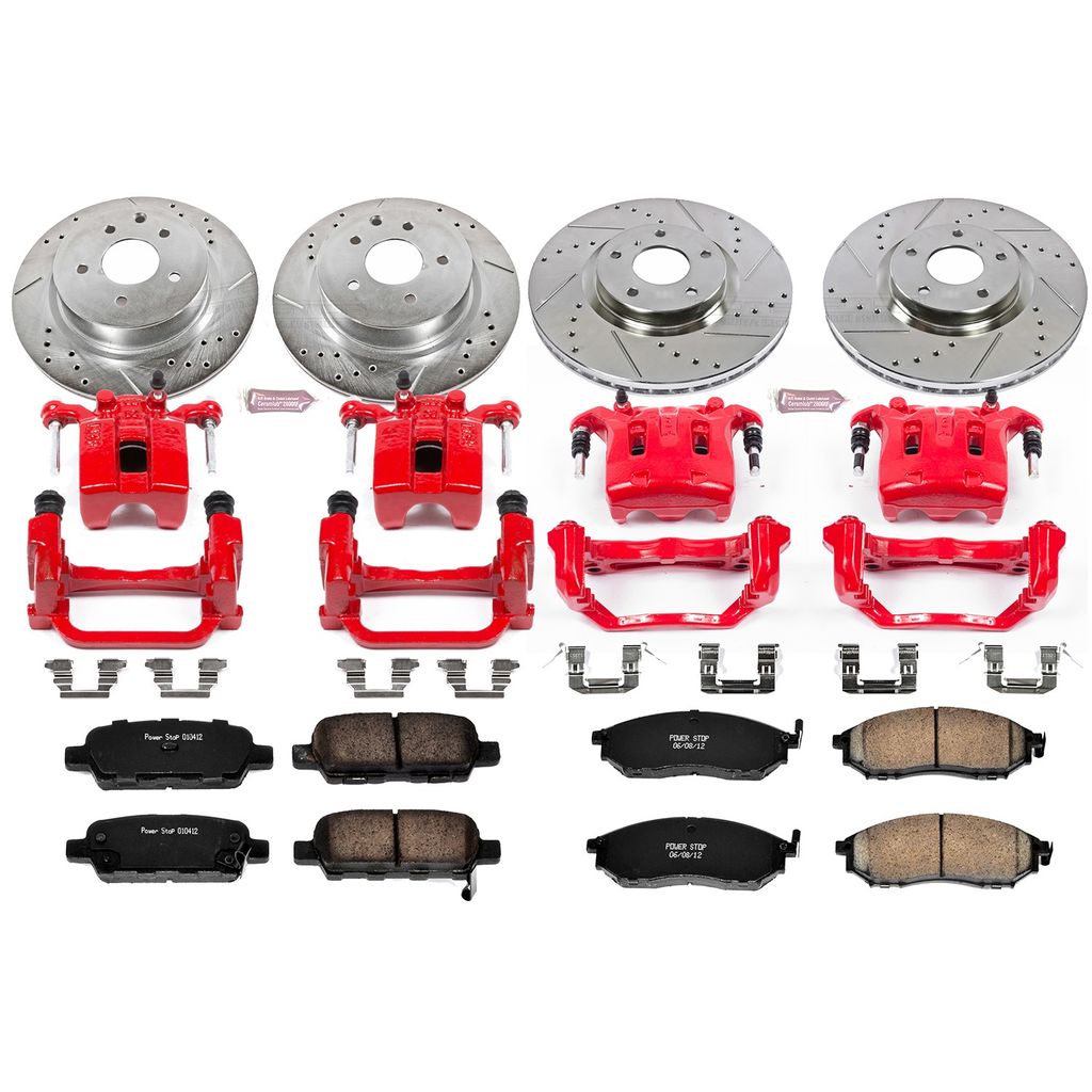 PowerStop KC114A - Z23 Drilled and Slotted Brake Pad, Rotor, and Caliper Kit