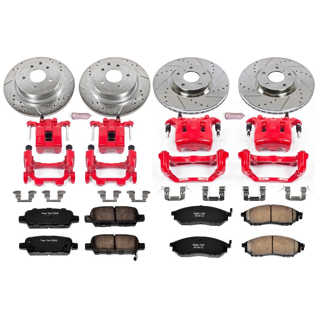 PowerStop KC114B - Z23 Drilled and Slotted Brake Pad, Rotor, and Caliper Kit