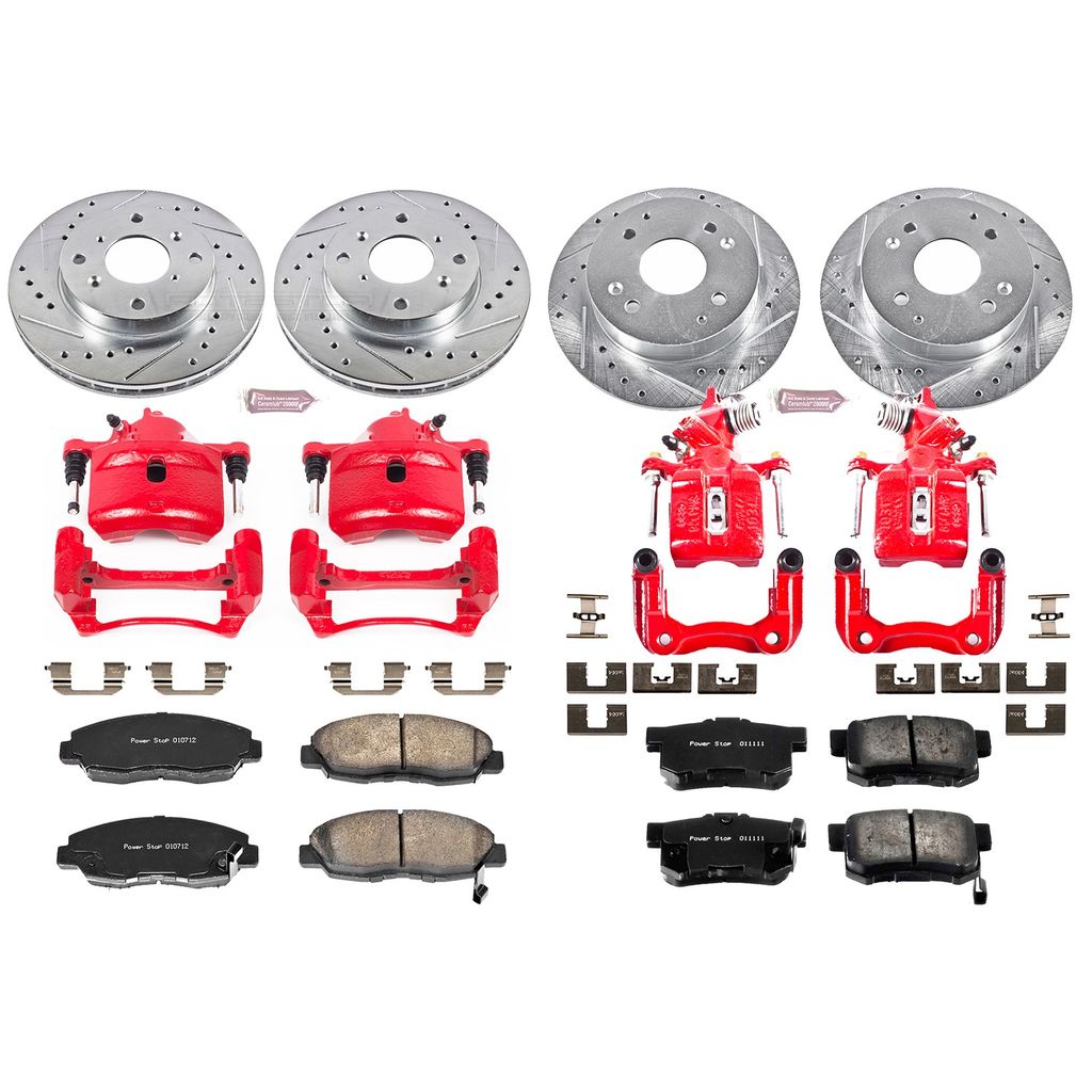 PowerStop KC1240A - Z23 Drilled and Slotted Brake Pad, Rotor, and Caliper Kit