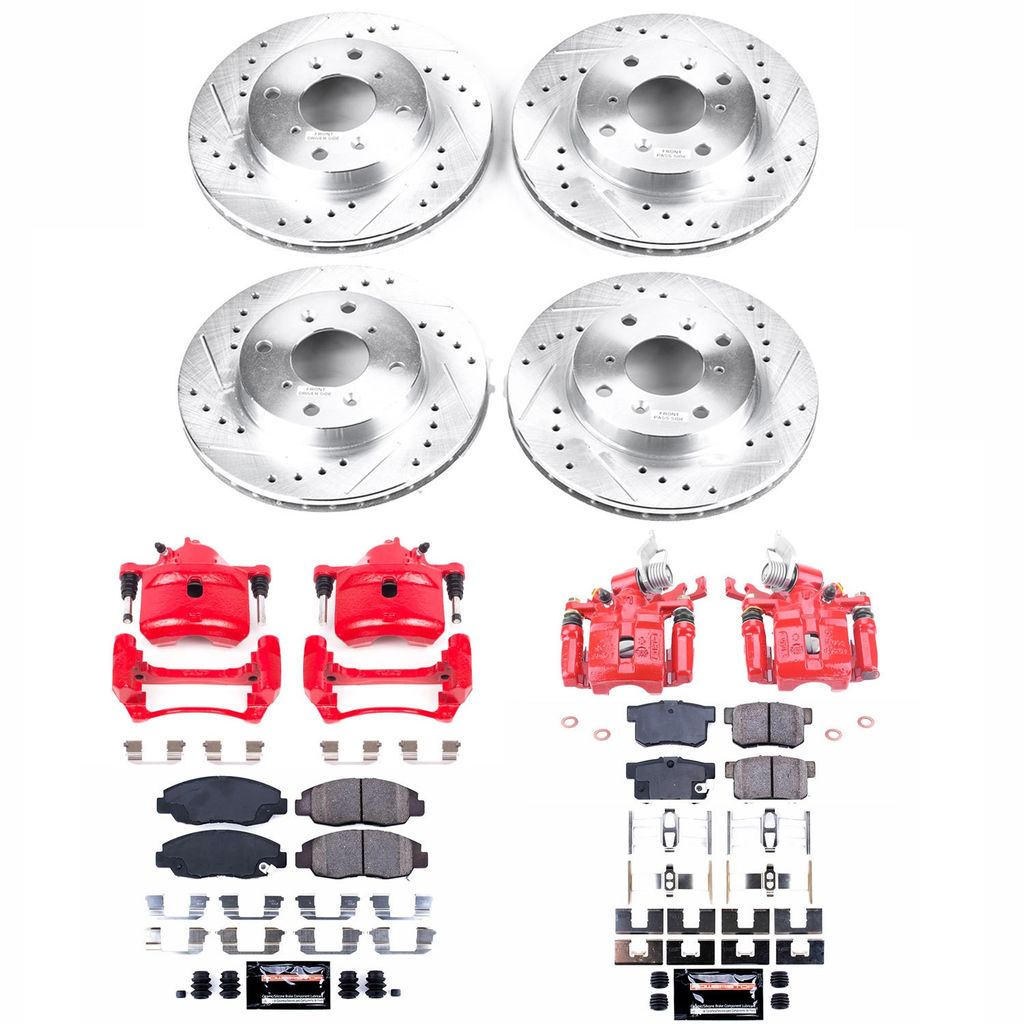PowerStop KC1240B - Z23 Drilled and Slotted Brake Pad, Rotor, and Caliper Kit