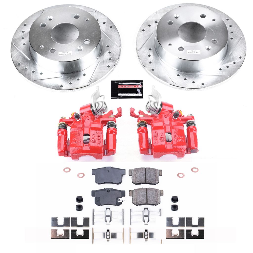 PowerStop KC1244B - Z23 Drilled and Slotted Brake Pad, Rotor, and Caliper Kit