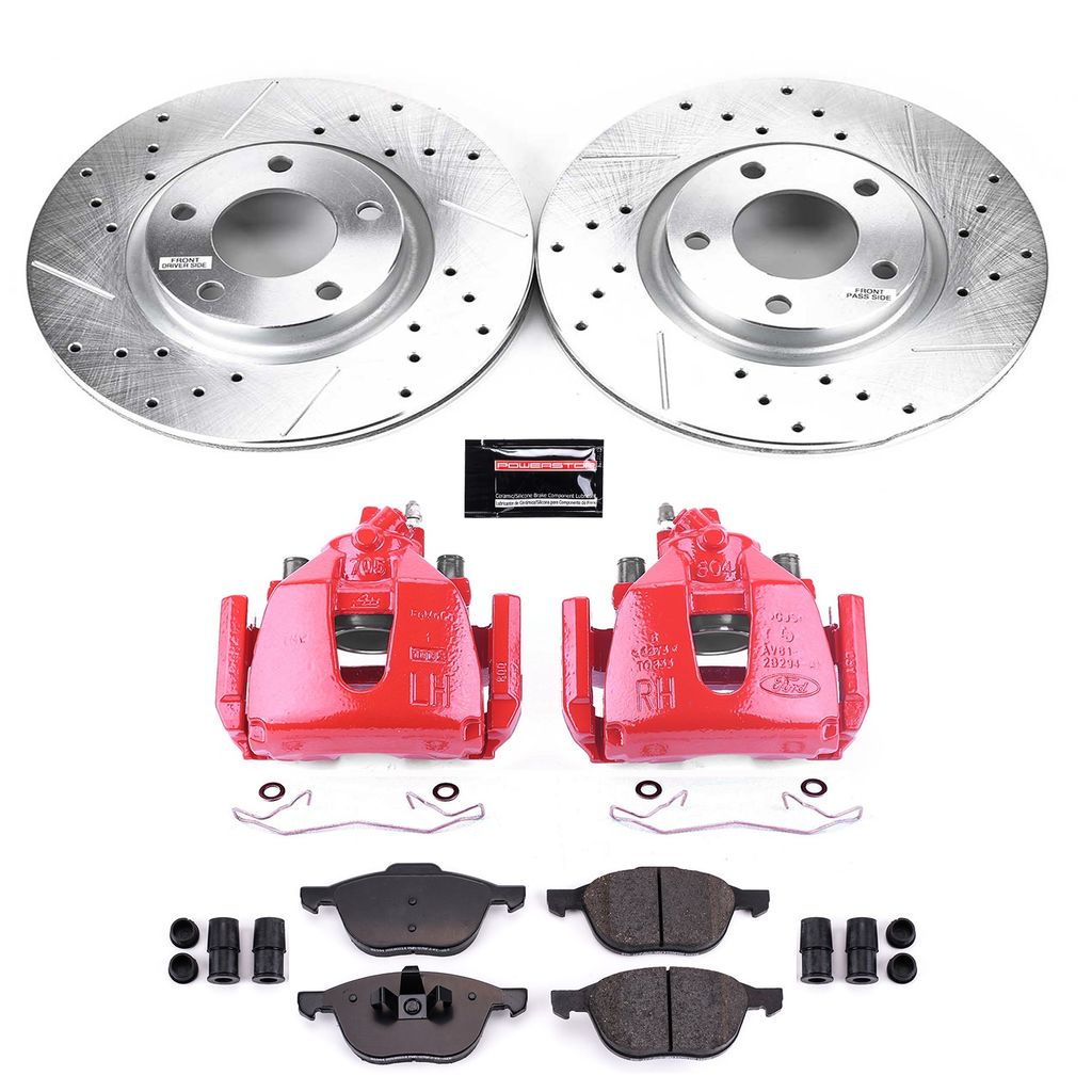 PowerStop KC125A - Z23 Drilled and Slotted Brake Pad, Rotor, and Caliper Kit