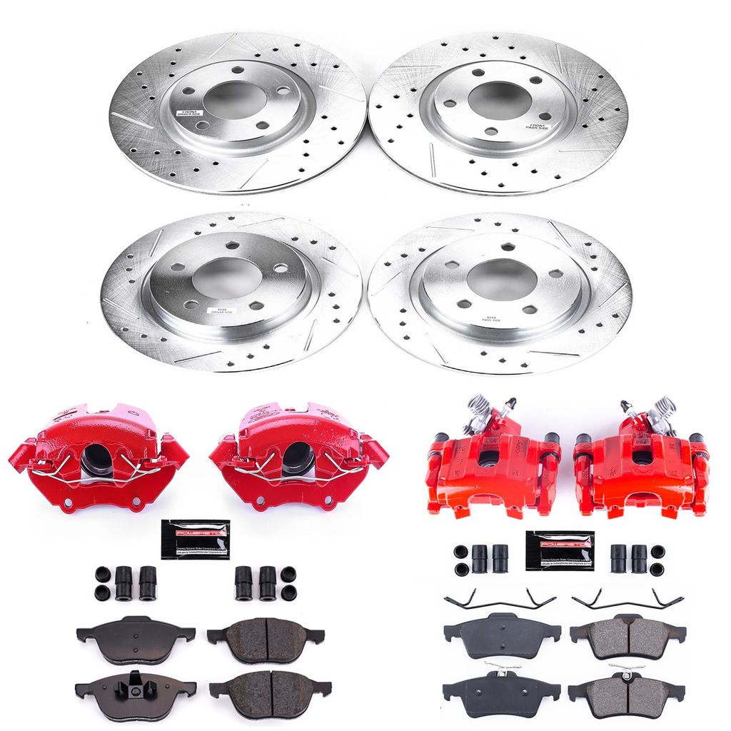 PowerStop KC126 - Z23 Drilled and Slotted Brake Pad, Rotor, and Caliper Kit