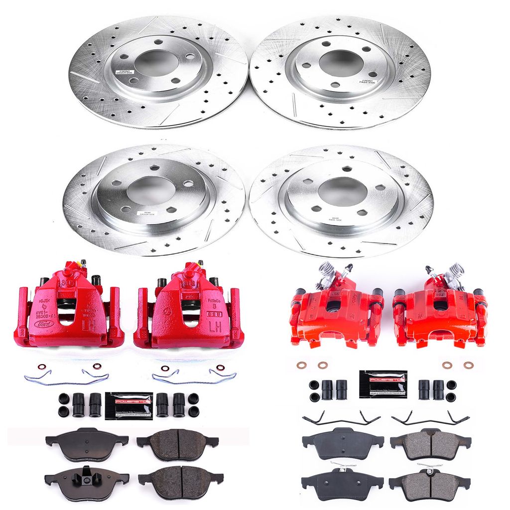 PowerStop KC126C - Z23 Drilled and Slotted Brake Pad, Rotor, and Caliper Kit