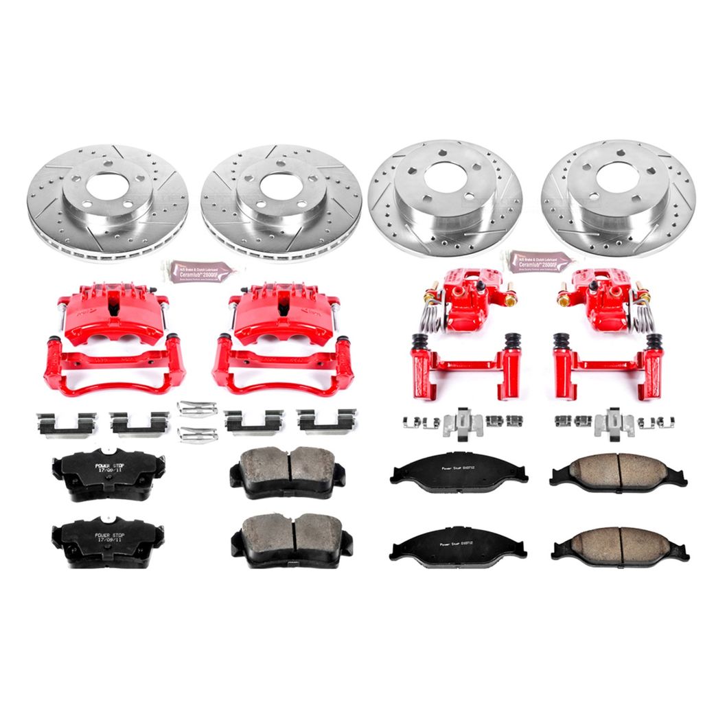PowerStop KC1302 - Z23 Drilled and Slotted Brake Pad, Rotor, and Caliper Kit