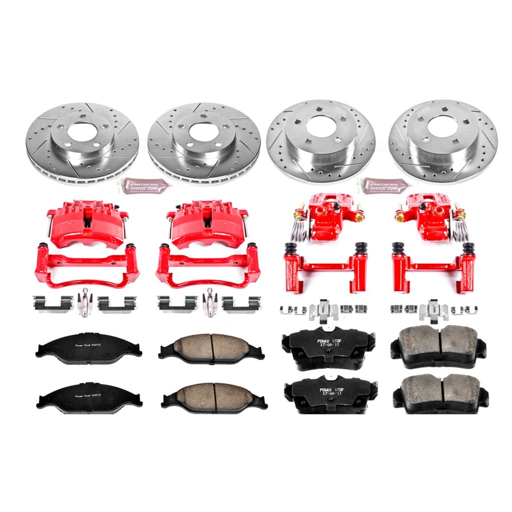 PowerStop KC1302A - Z23 Drilled and Slotted Brake Pad, Rotor, and Caliper Kit
