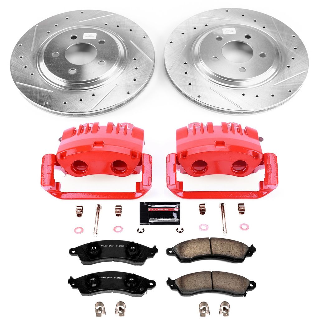 PowerStop KC1304C - Z23 Drilled and Slotted Brake Pad, Rotor, and Caliper Kit