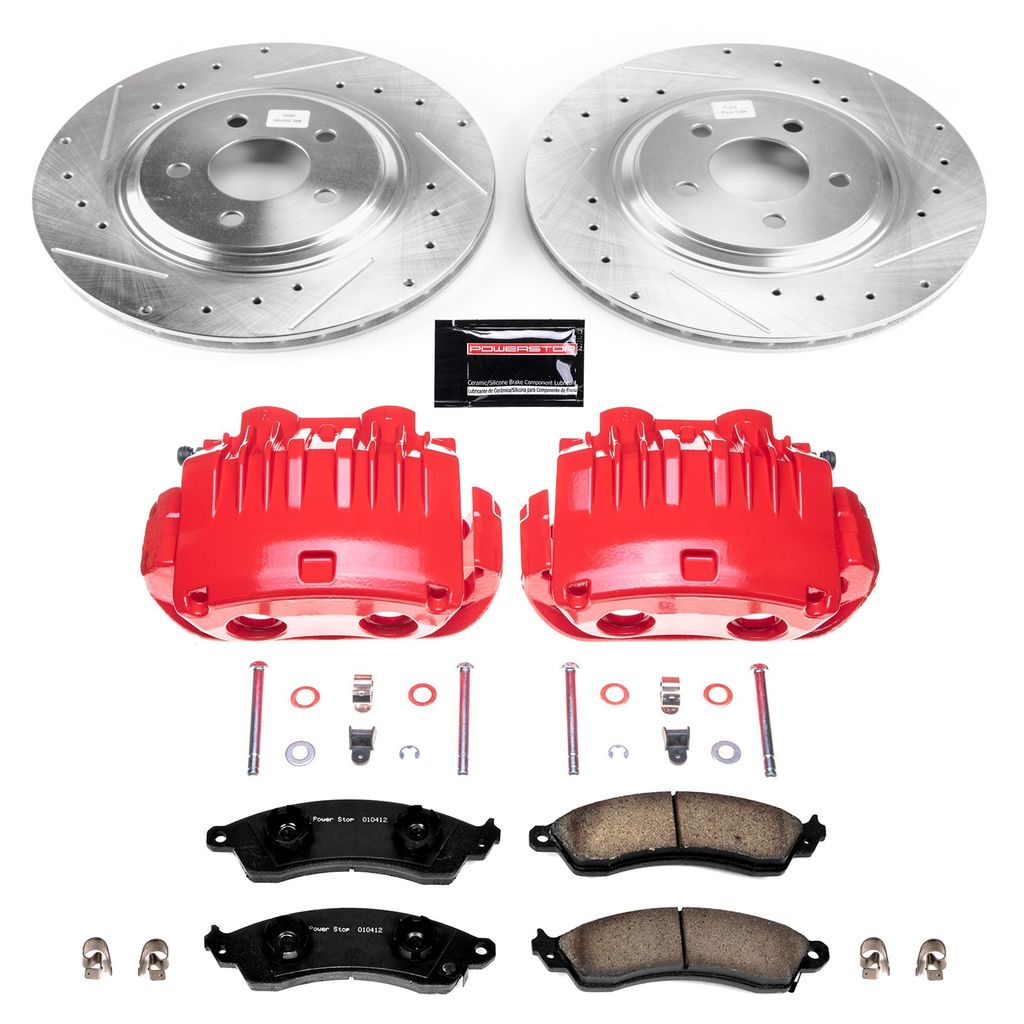 PowerStop KC1304D - Z23 Drilled and Slotted Brake Pad, Rotor, and Caliper Kit