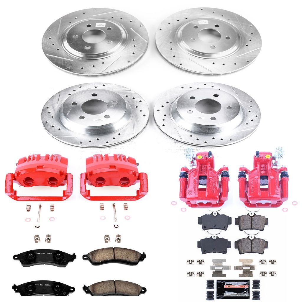 PowerStop KC1305C - Z23 Drilled and Slotted Brake Pad, Rotor, and Caliper Kit