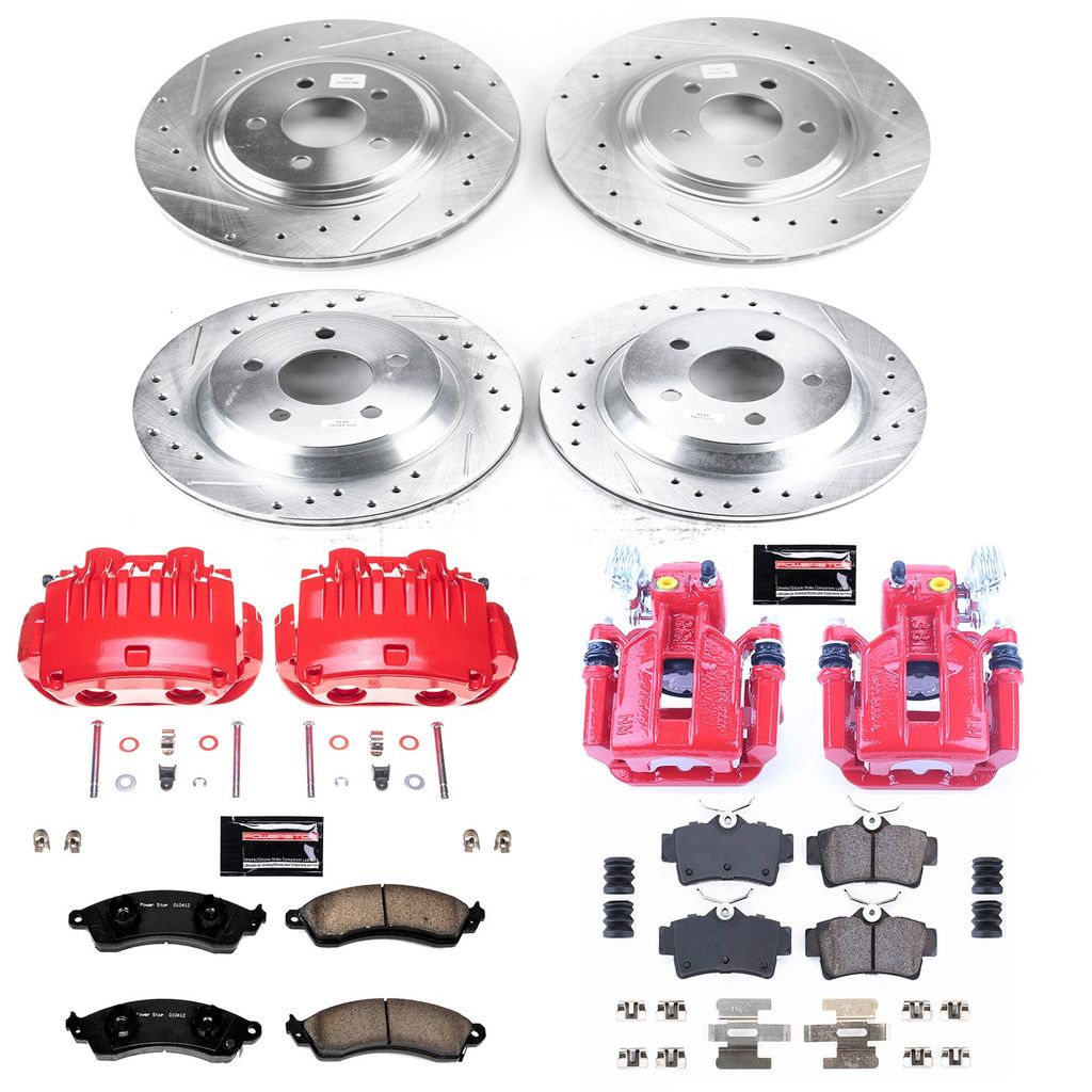 PowerStop KC1305D - Z23 Drilled and Slotted Brake Pad, Rotor, and Caliper Kit