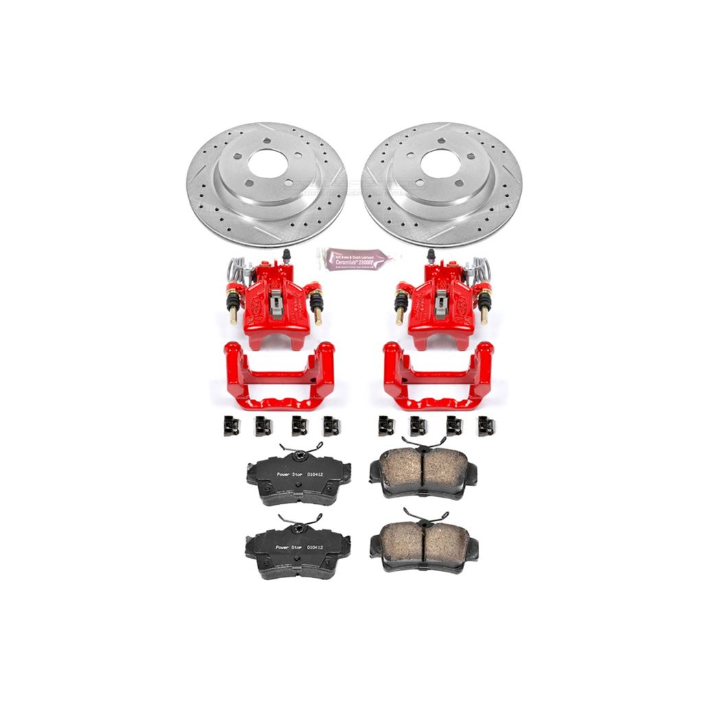 PowerStop KC1306A - Z23 Drilled and Slotted Brake Pad, Rotor, and Caliper Kit