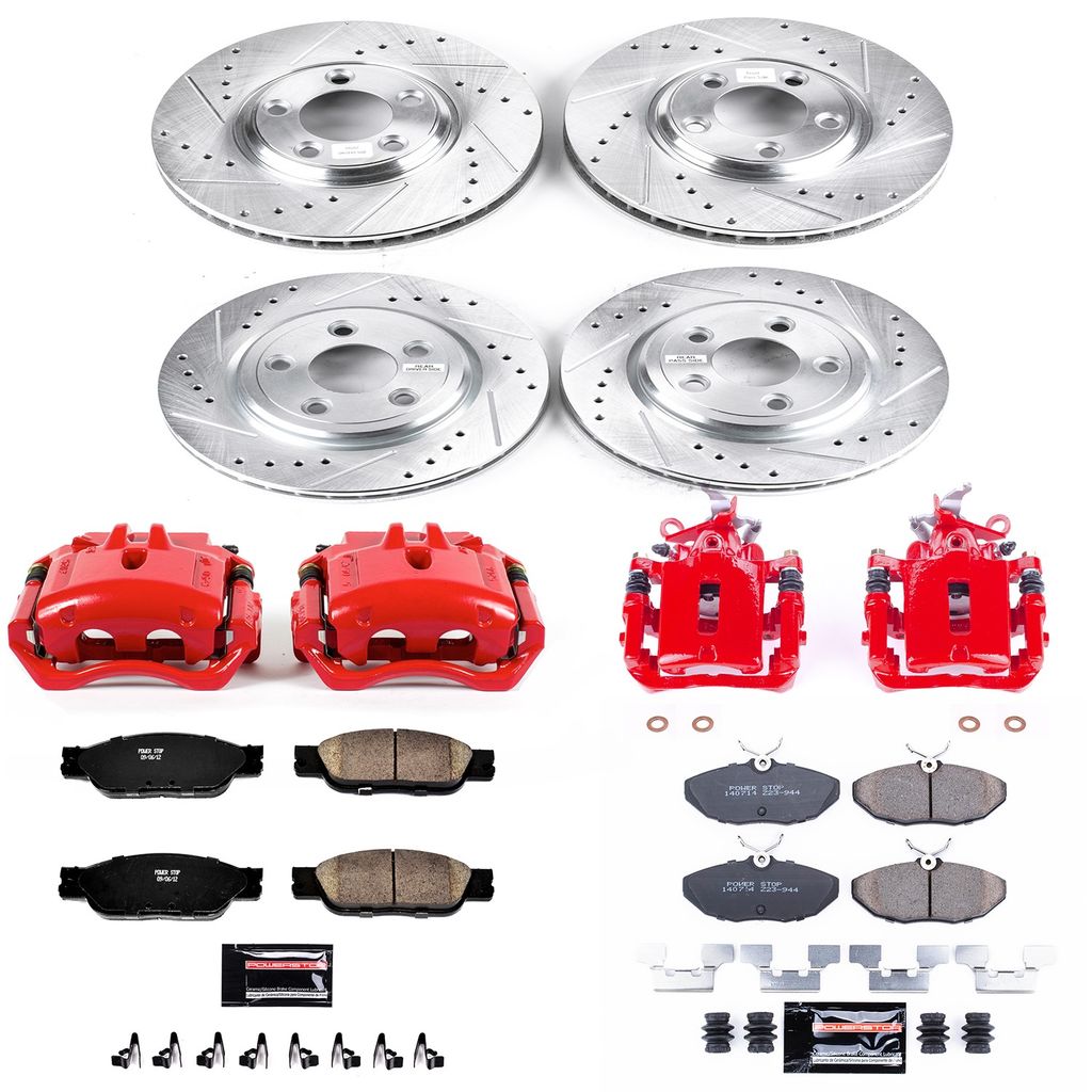 PowerStop KC1355 - Z23 Drilled and Slotted Brake Pad, Rotor, and Caliper Kit