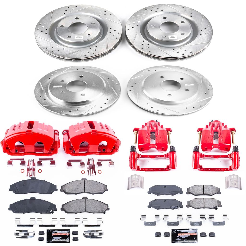 PowerStop KC1418B - Z23 Drilled and Slotted Brake Pad, Rotor, and Caliper Kit