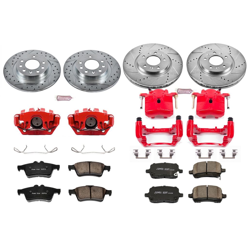 PowerStop KC1434 - Z23 Drilled and Slotted Brake Pad, Rotor, and Caliper Kit