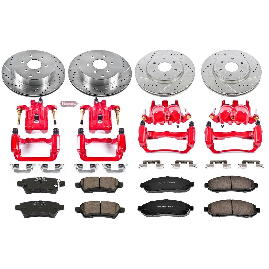 PowerStop KC144 - Z23 Drilled and Slotted Brake Pad, Rotor, and Caliper Kit