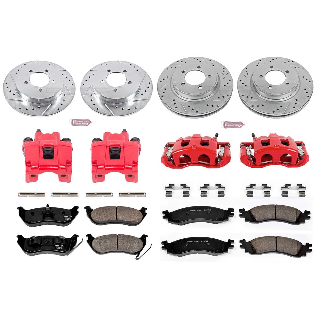 PowerStop KC1443 - Z23 Drilled and Slotted Brake Pad, Rotor, and Caliper Kit