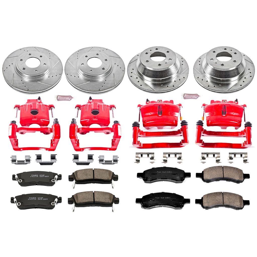 PowerStop KC1454 - Z23 Drilled and Slotted Brake Pad, Rotor, and Caliper Kit