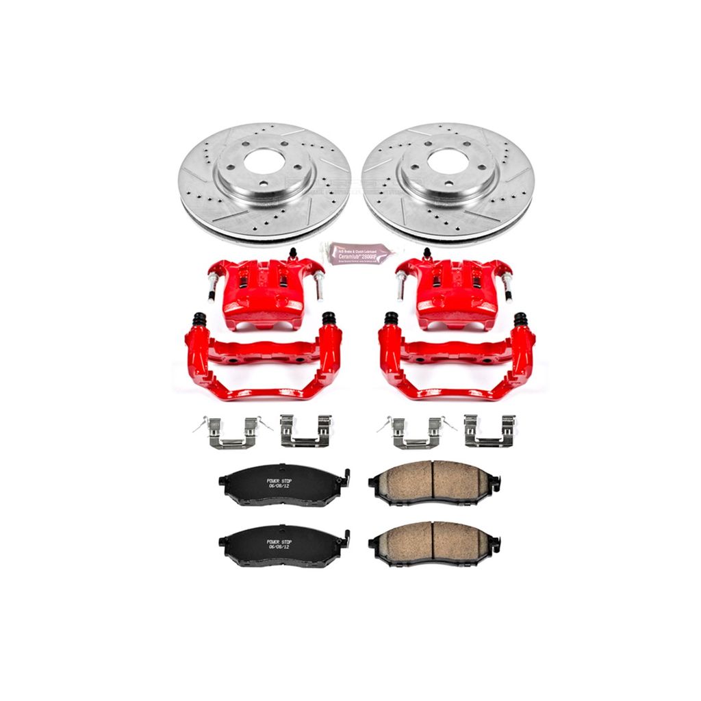 PowerStop KC152 - Z23 Drilled and Slotted Brake Pad, Rotor, and Caliper Kit