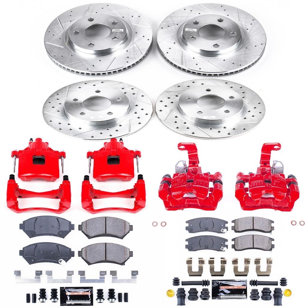 PowerStop KC1543B - Z23 Drilled and Slotted Brake Pad, Rotor, and Caliper Kit